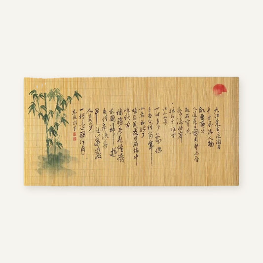 Set de table bambou souple | Lettres chinoises sur fond beige