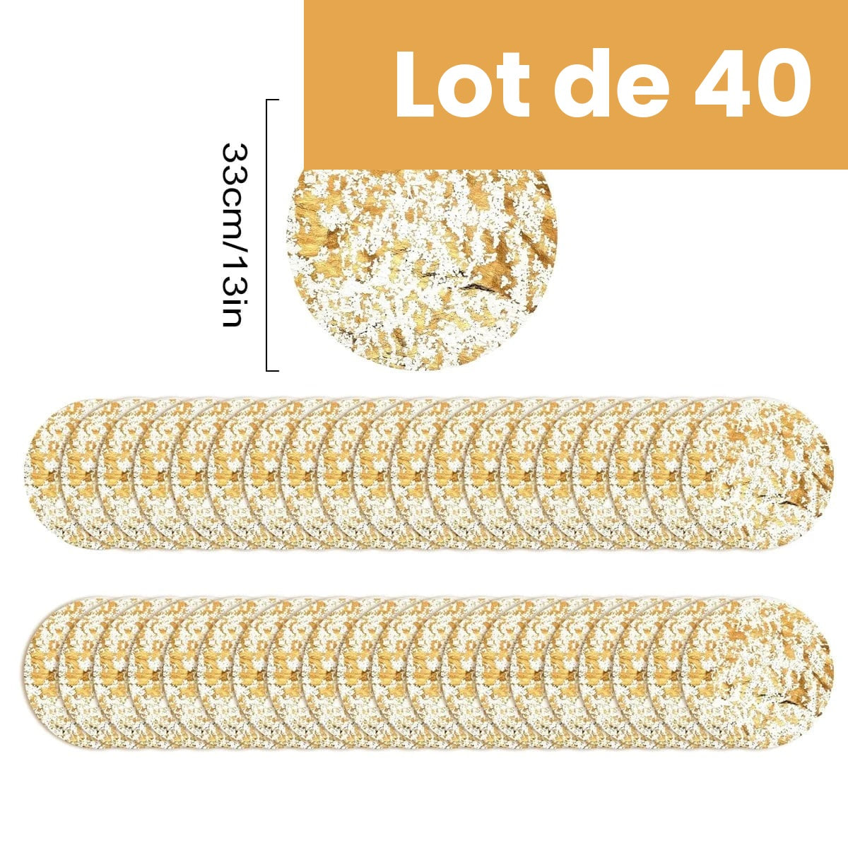 Sets de table ronds jetables 33 cm, lot de 40