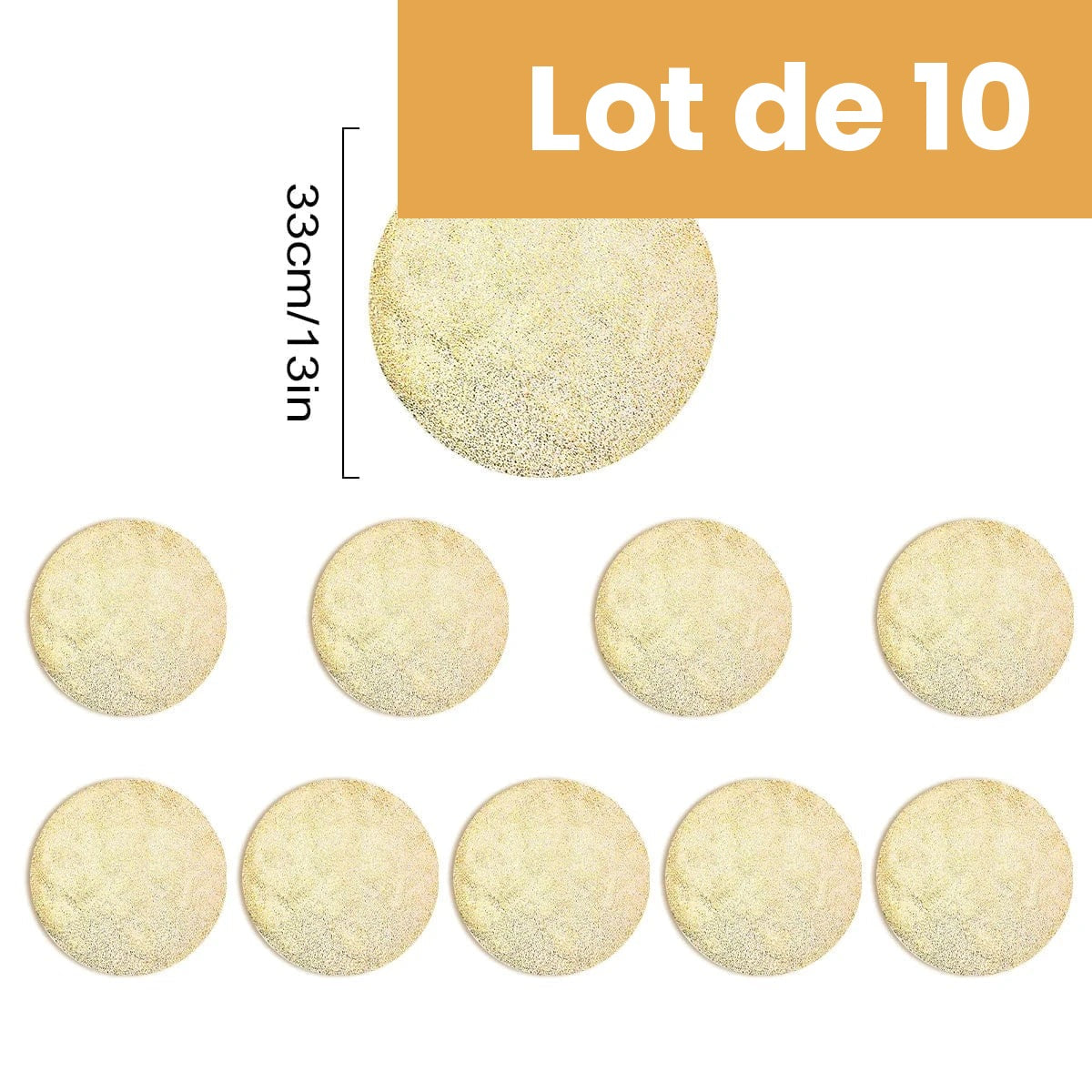 Sets de table ronds jetables 33 cm, lot de 10