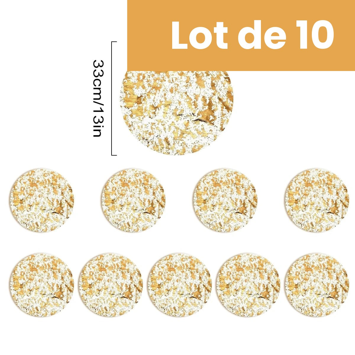 Sets de table ronds jetables 33 cm, lot de 10
