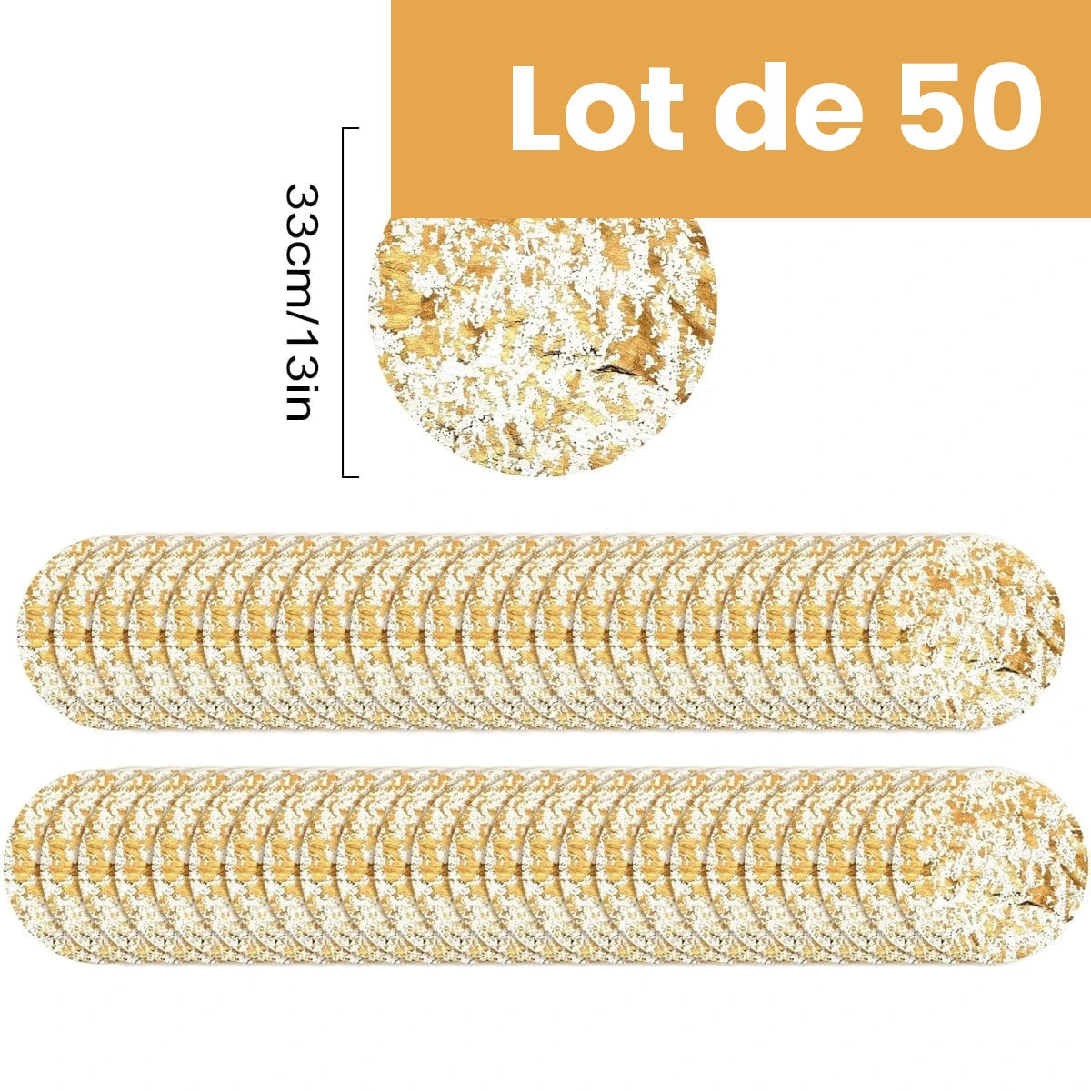 Sets de table ronds jetables 33 cm, lot de 50