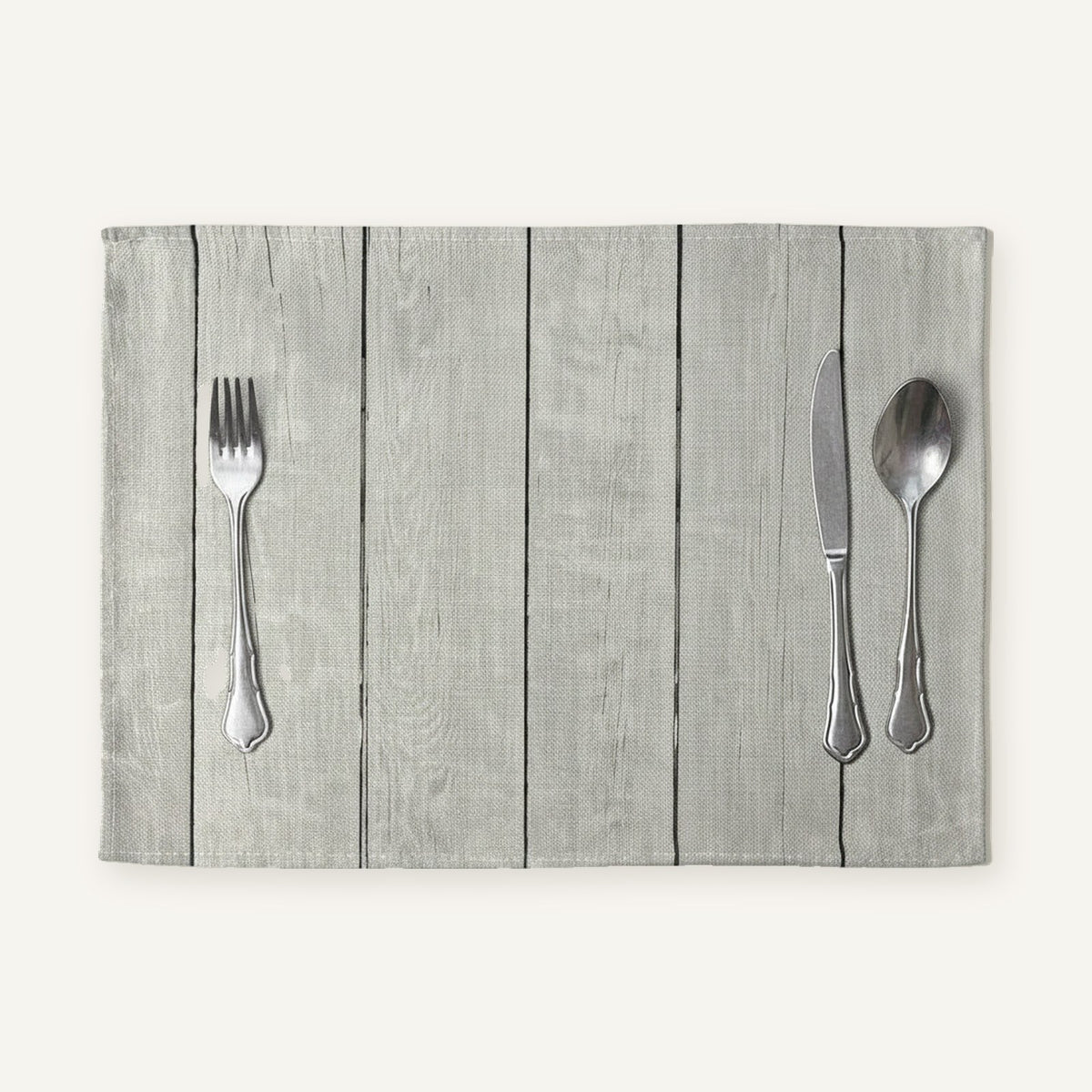Set de table bois et blanc | Imitation sur fond beige