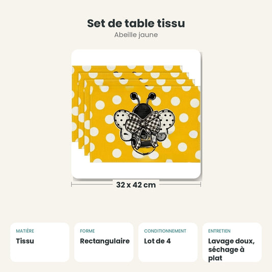 Dimensions et caractéristiques : Set de table tissu