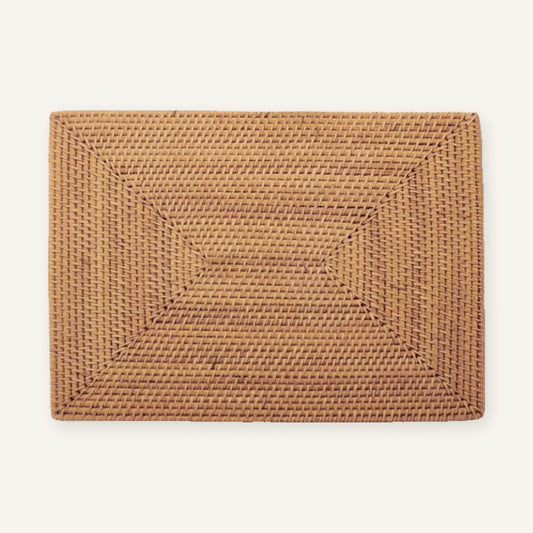 Set de table rectangulaire en rotin | Simple sur fond beige