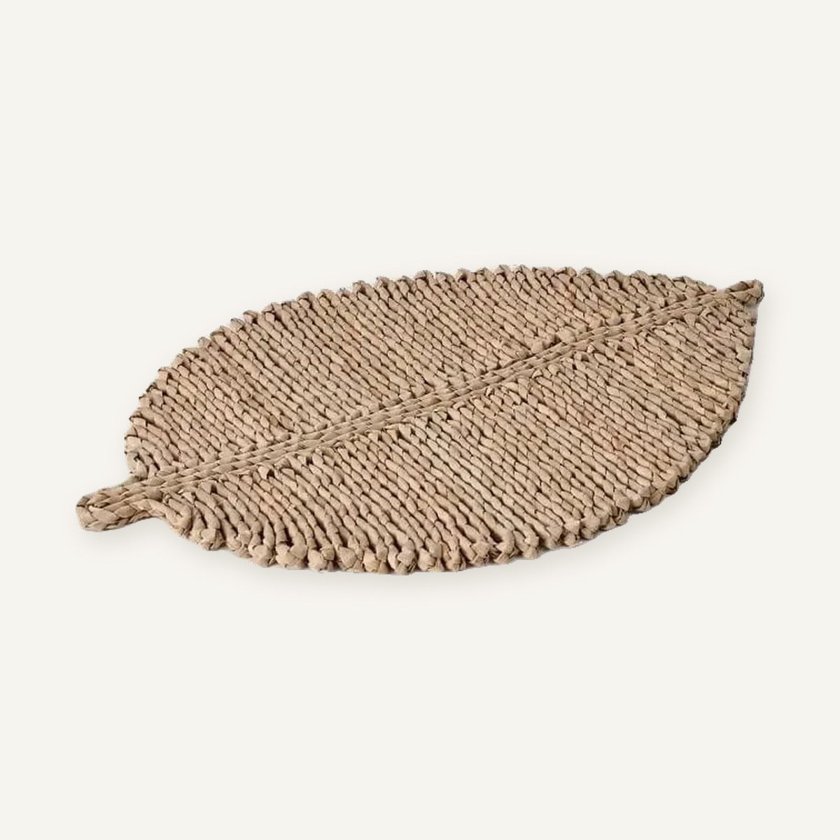 Set de table en paille | Feuille sur fond beige