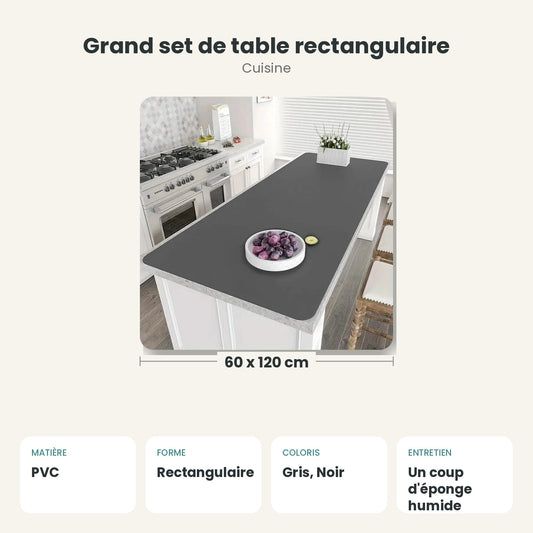 Dimensions et caractéristiques : Grand set de table rectangulaire