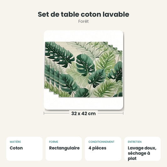 Dimensions et caractéristiques : Set de table coton lavable