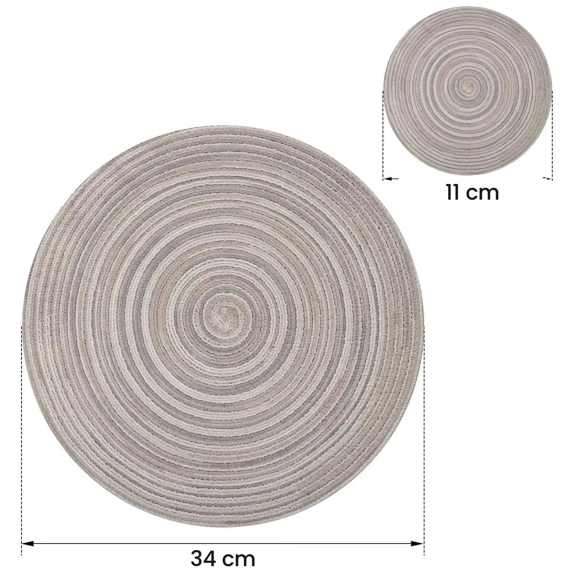 Set de table rond en coton tressé 34 cm et dessous de verre 11 cm