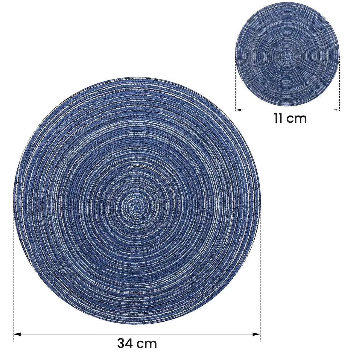 Set de table rond en coton tressé 34 cm et dessous de verre 11 cm