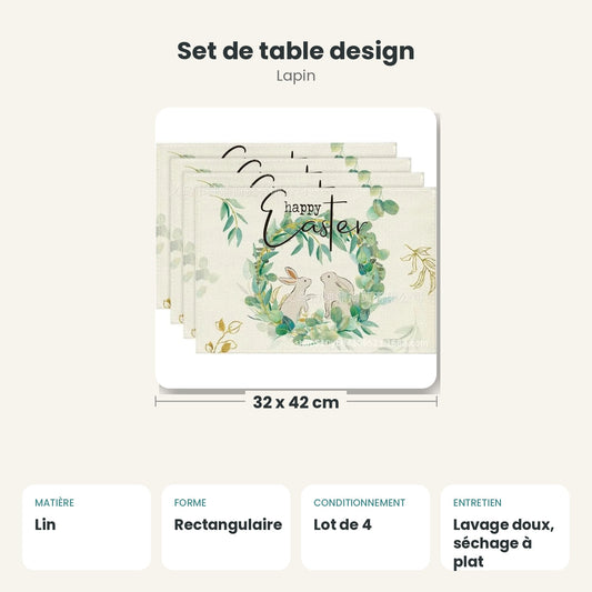 Dimensions et caractéristiques : Set de table design