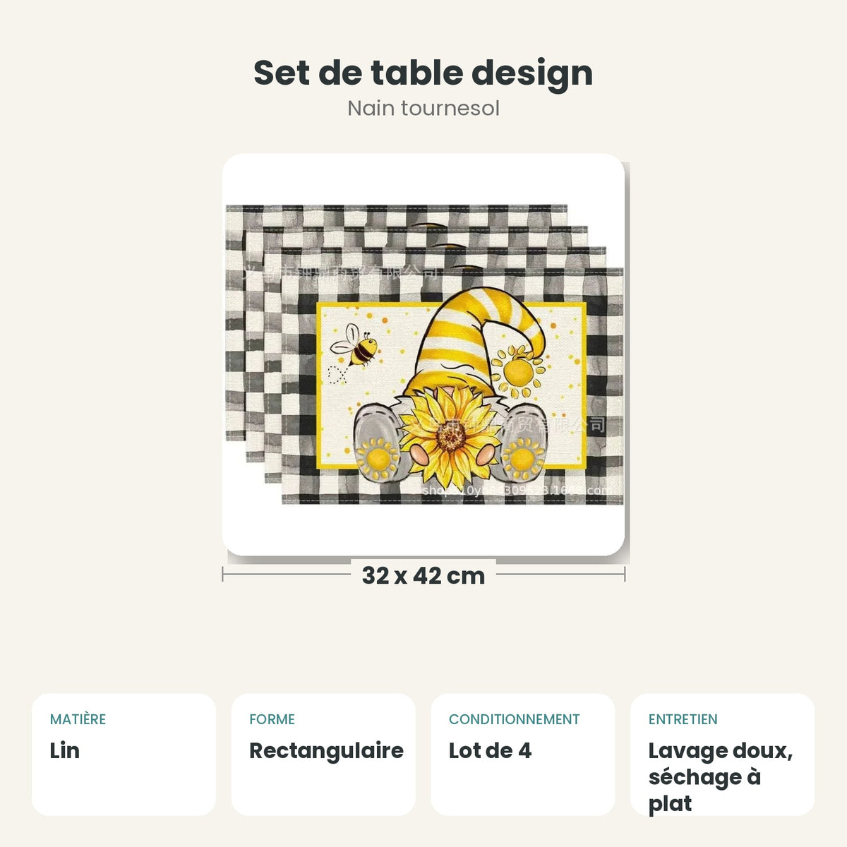 Dimensions et caractéristiques : Set de table design