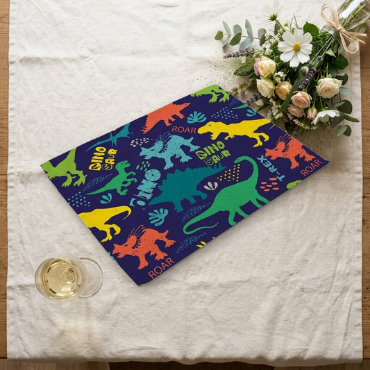 Set de table dessin enfant sur une nappe en lin