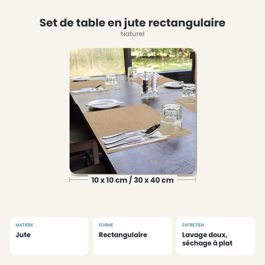 Dimensions et caractéristiques : Set de table en jute rectangulaire