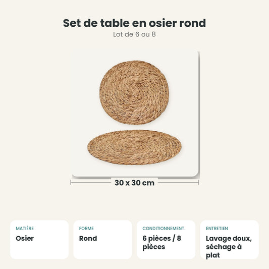 Dimensions et caractéristiques : Set de table en osier rond