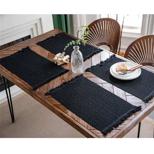 Set de table rond jute noir