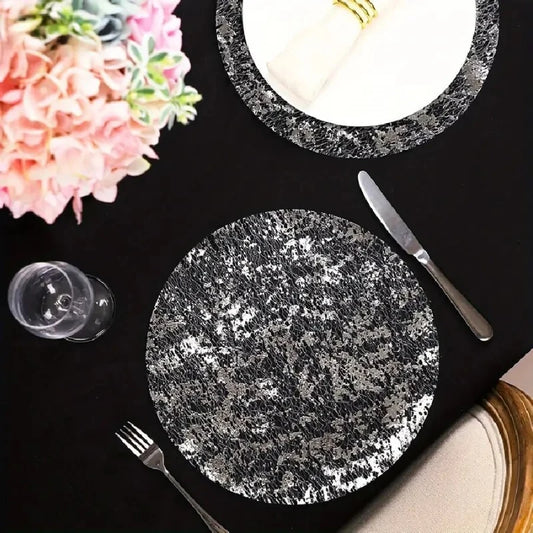 Set de table argenté rond