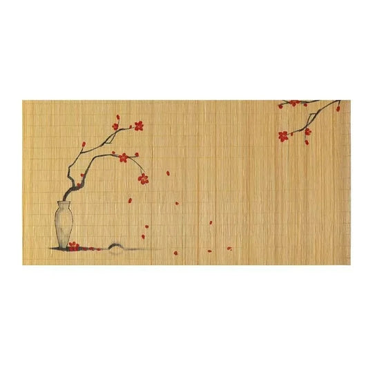 Set de table bambou couleur | Fleurs rouges | Joli Set de Table 02-Rain / 60x30cm