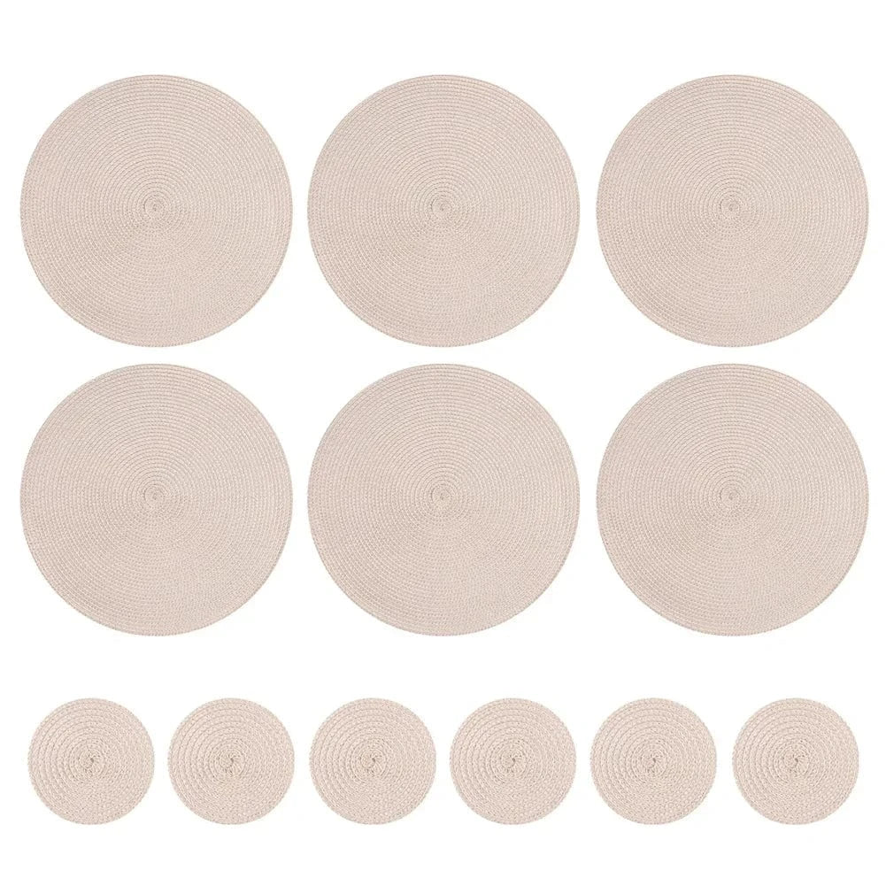 Set de table beige rond | Joli Set de Table Beige / Lot de 6 sets de table