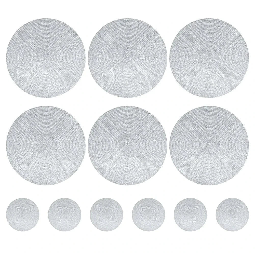 Set de table beige rond | Joli Set de Table Ruban PET / Lot de 6 sets de table