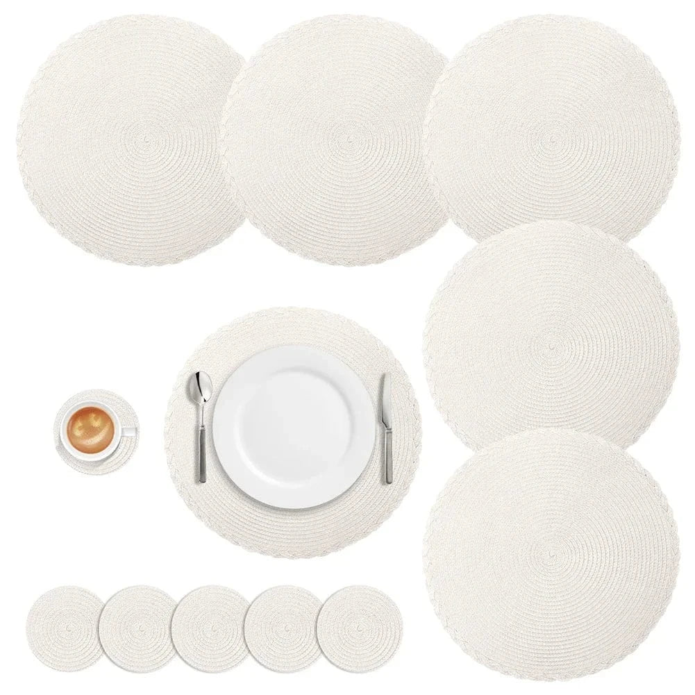 Set de table beige rond | Joli Set de Table Beige (variante) / Lot de 6 sets de table