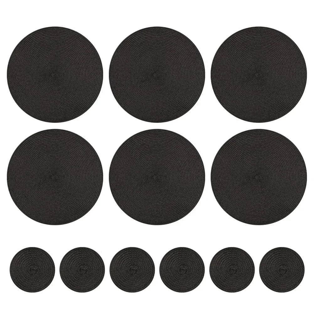 Set de table beige rond | Joli Set de Table Noir (variante) / Lot de 6 sets de table
