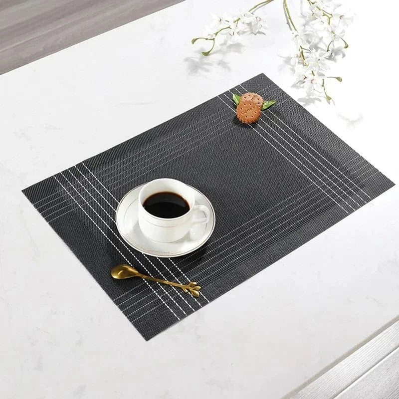 Set de table blanc pvc design | Stries | Joli Set de Table Argent noir / 2PC / 30X45CM
