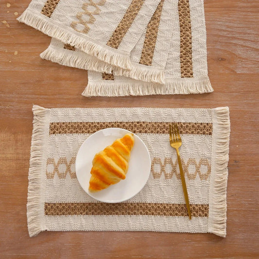 Set de table de noel en tissu | Jute et Coton | Joli Set de Table Style 01 / 6pcs 30X50cm