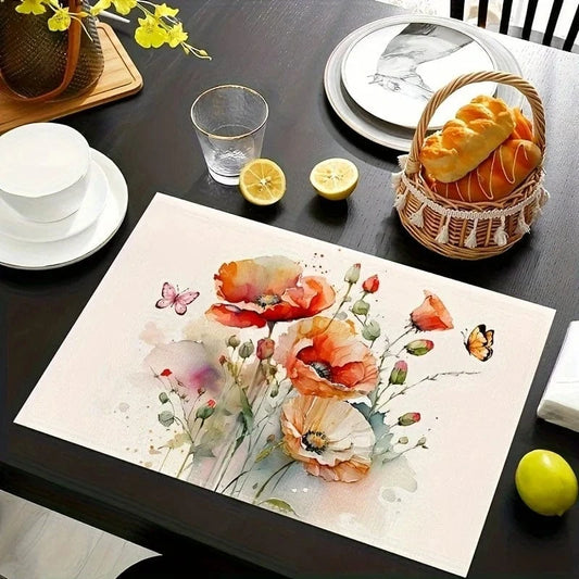 Set de table design | Floral rouge | Joli Set de Table Floral 4 / 30x40cmX2pc