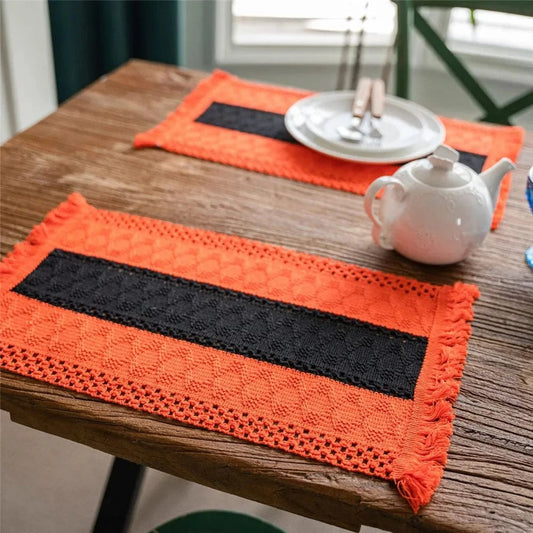 Set de table design noir | Couleur orange | Joli Set de Table 15 / 30X50cm 1pc