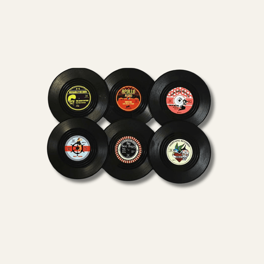 Set de table disque vinyle pas cher | Dessous de verre | Joli Set de Table Lot de 6 pièces / Diamètre 10.5cm