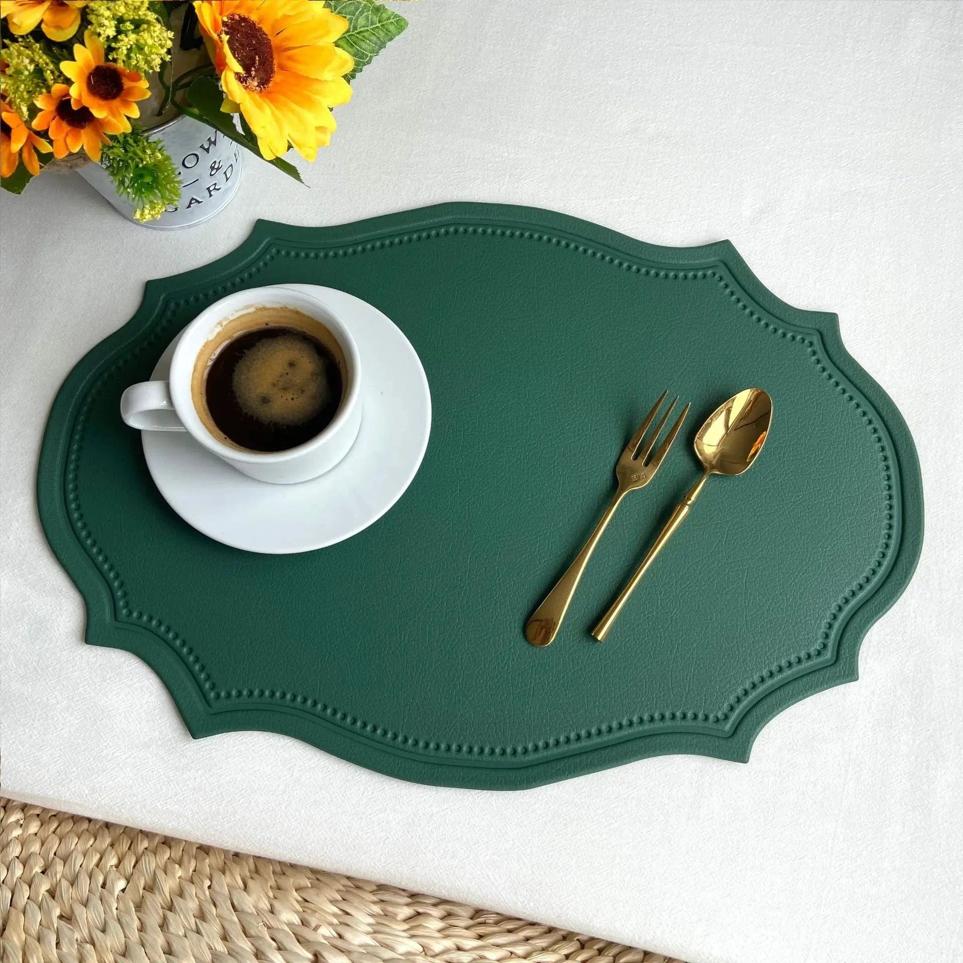 Set de table en faux cuir | Luxe | Joli Set de Table IN green / 30x43cm 4pcs