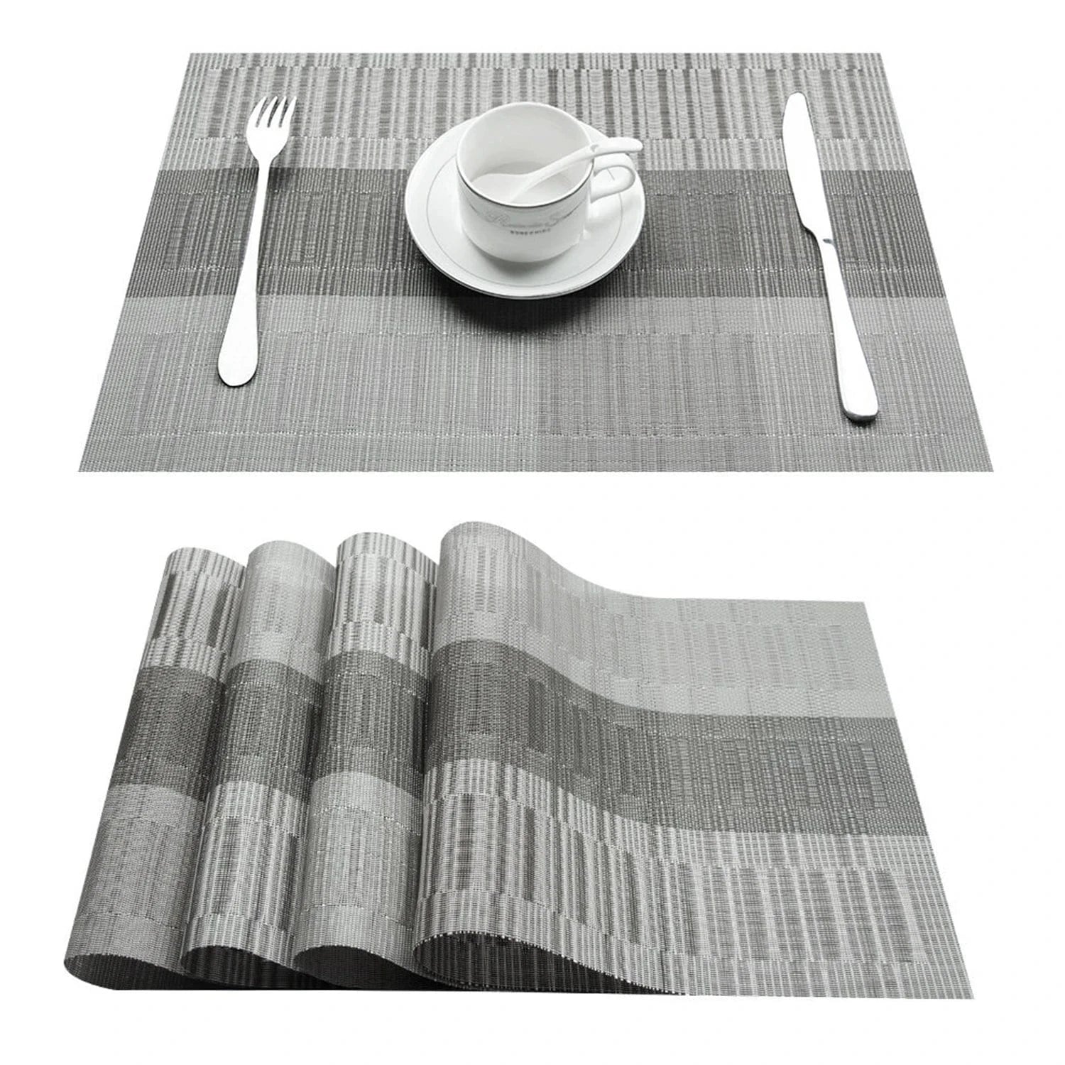Set de table en plastique | Rayures | Joli Set de Table Rayures grises / 4pcs set