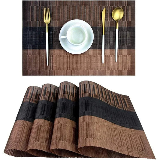 Set de table en plastique | Rayures | Joli Set de Table Marron rayé / 4pcs set