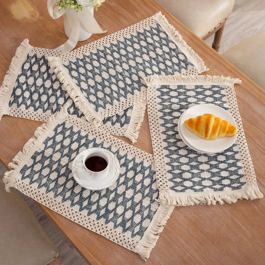 Set de table en tissu pour noel | Motifs bleus | Joli Set de Table Style 05 / 6pcs 30X50cm