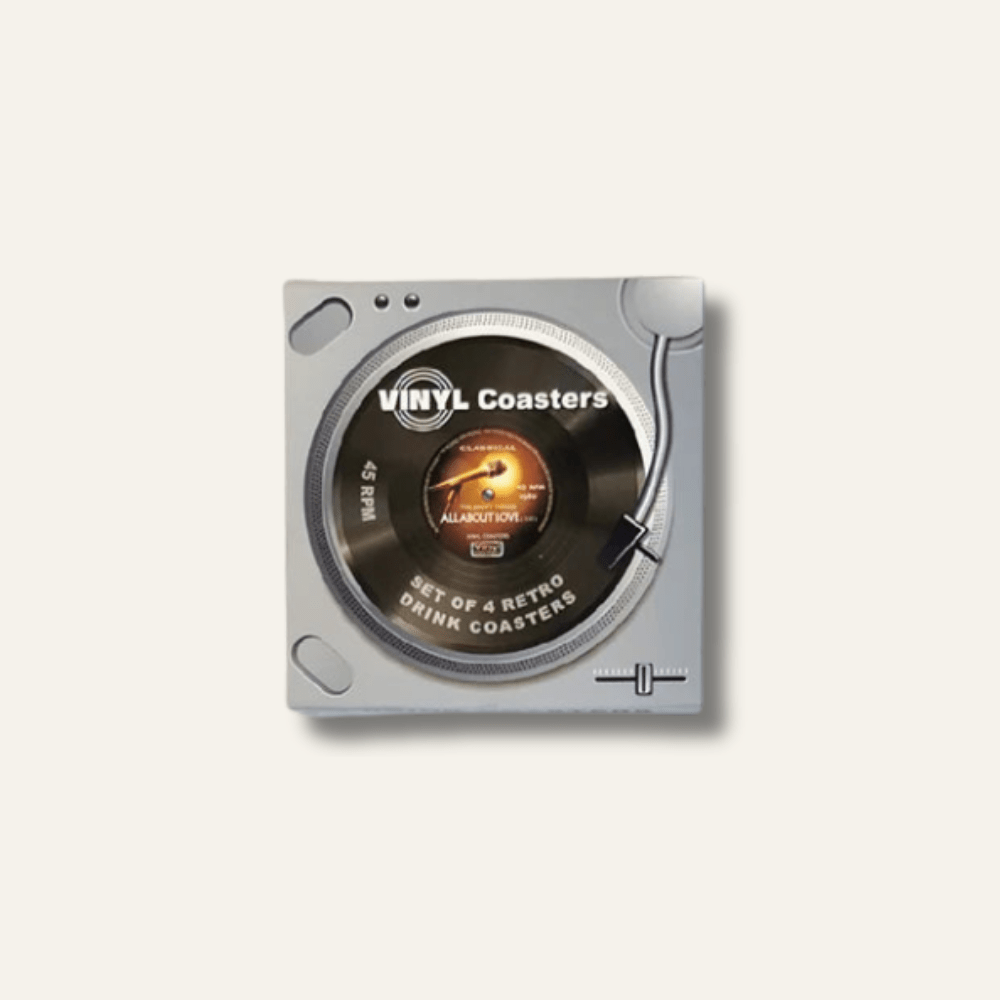 Set de table forme vinyle | Dessous de verre | Joli Set de Table Lot de 4 pièces / Diamètre 10.5cm