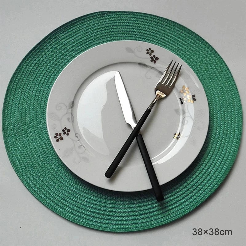 Set de table gris rond | Joli Set de Table Vert 38cm / 4 pcs