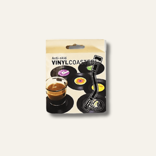 Set de table imitation disque vinyle | Dessous de verre | Joli Set de Table Lot de 6 pièces / Diamètre 10.5cm