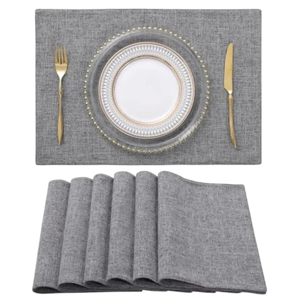 Set de table lin couleur | Nordique | Joli Set de Table Gris / 6pcs