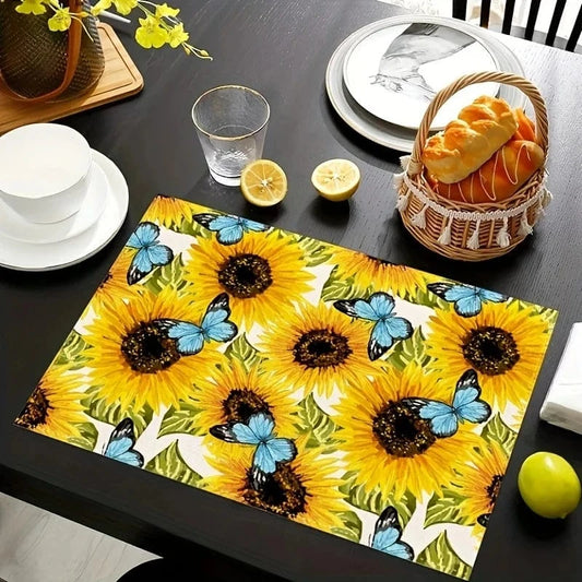 Set de table lin jaune | Tournesol | Joli Set de Table Floral 3 / 30x40cmX2pc