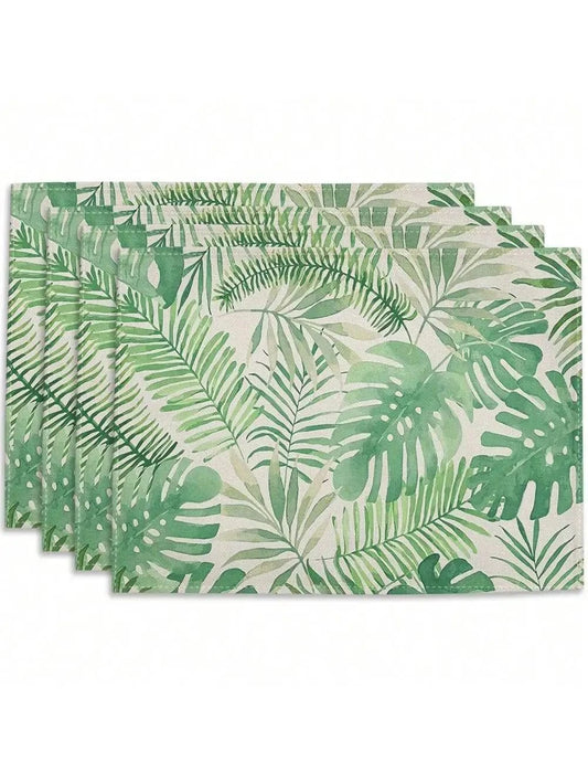 Set de table noel nature | Motif feuille | Joli Set de Table 4 pièces-4 / 32x42cm
