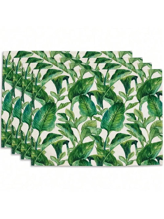 Set de table noel vert | Lin | Joli Set de Table 4 pièces-3 / 32x42cm