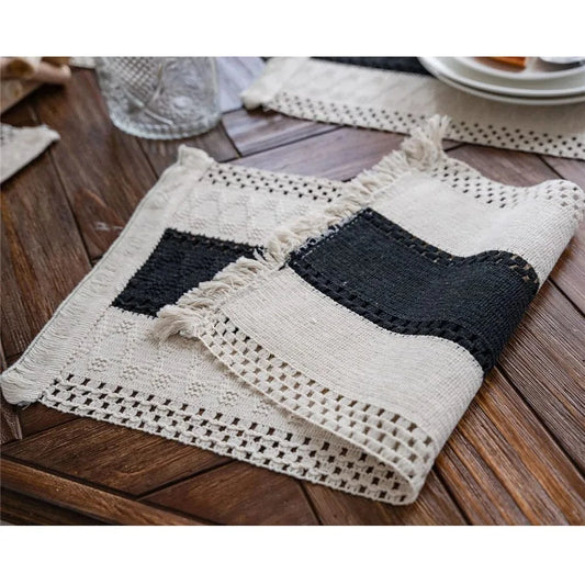 Set de table noir et blanc design | Jute | Joli Set de Table 9 / 30X50cm 1pc