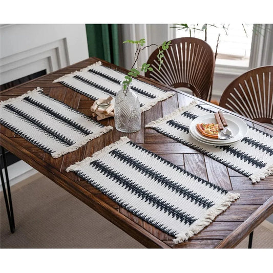 Set de table noir et blanc design | Jute | Joli Set de Table 11 / 30X50cm 1pc