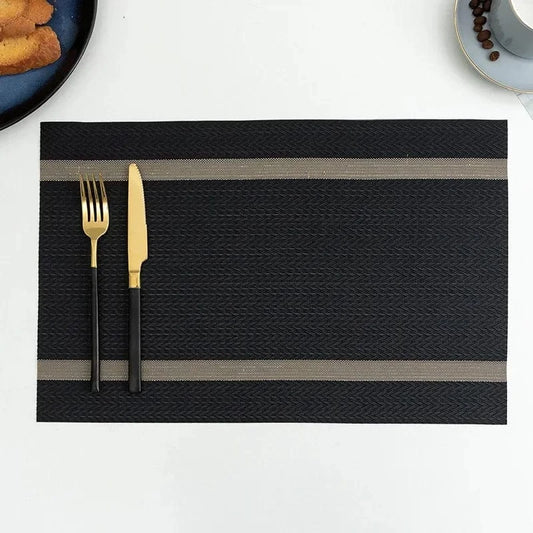 Set de table noir et doré | Deux bandes | Joli Set de Table noir / 2PC / 30X45CM