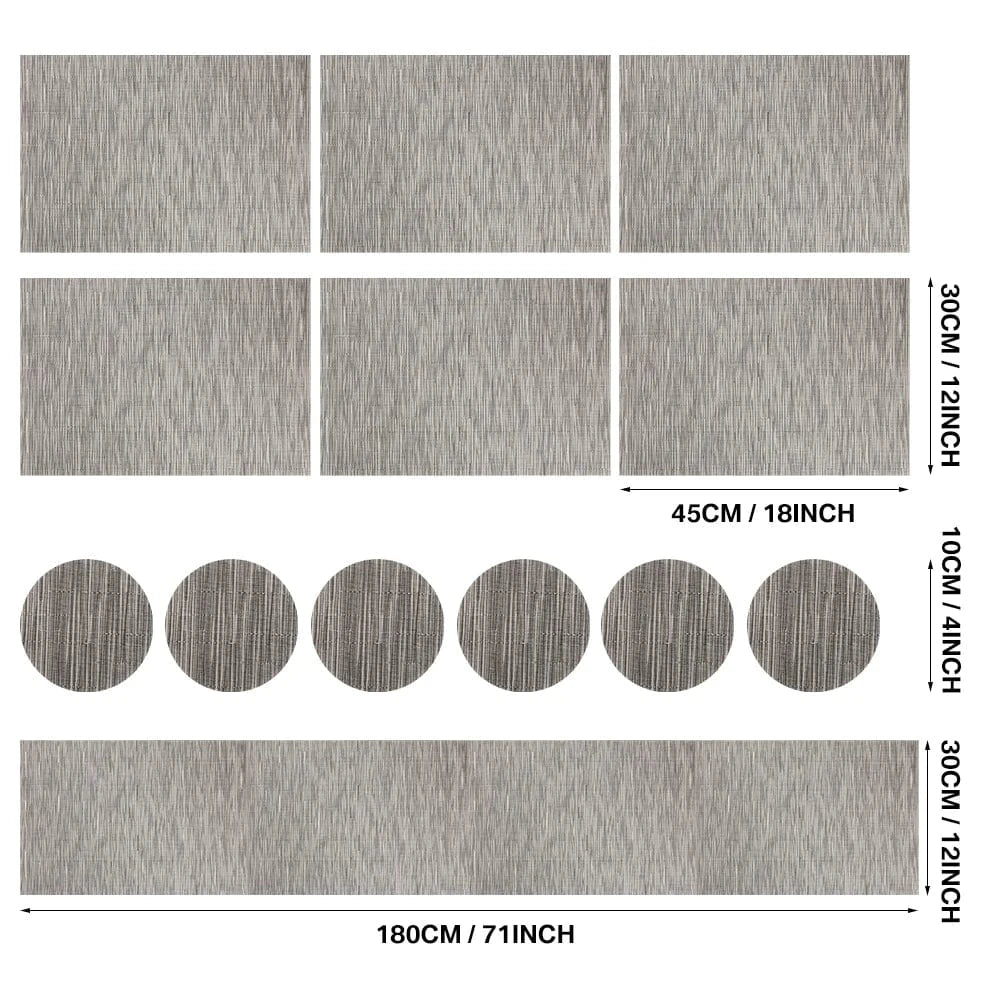 Set de table noir rectangulaire | Moderne | Joli Set de Table 13 pièces gris / 30x45cm