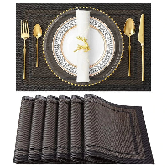 Set de table plastique noir | Esthétique | Joli Set de Table E / 8pcs set