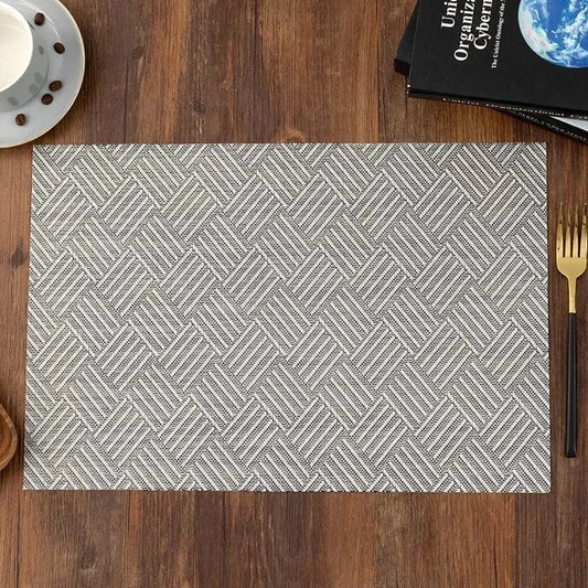 Set de table rectangulaire argenté | Design panier | Joli Set de Table Sliver noir / 2PC / 30X45CM