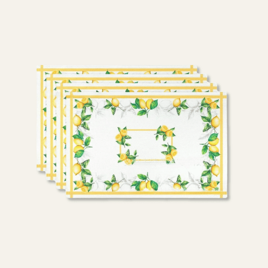 Set de table rectangulaire | Citron design | Joli Set de Table Citron / 32X42cm / Lot de 4 pièces