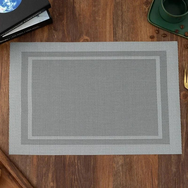 Set de table rectangulaire doré | Repas du soir | Joli Set de Table Gris / 6PC / 30X45CM