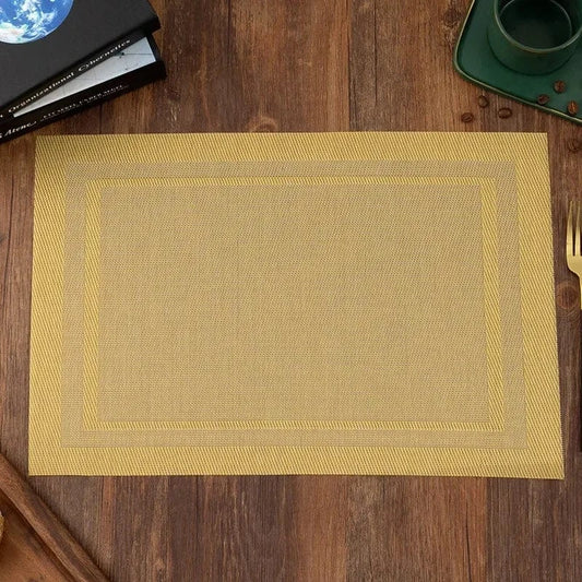 Set de table rectangulaire doré | Repas du soir | Joli Set de Table Or / 6PC / 30X45CM